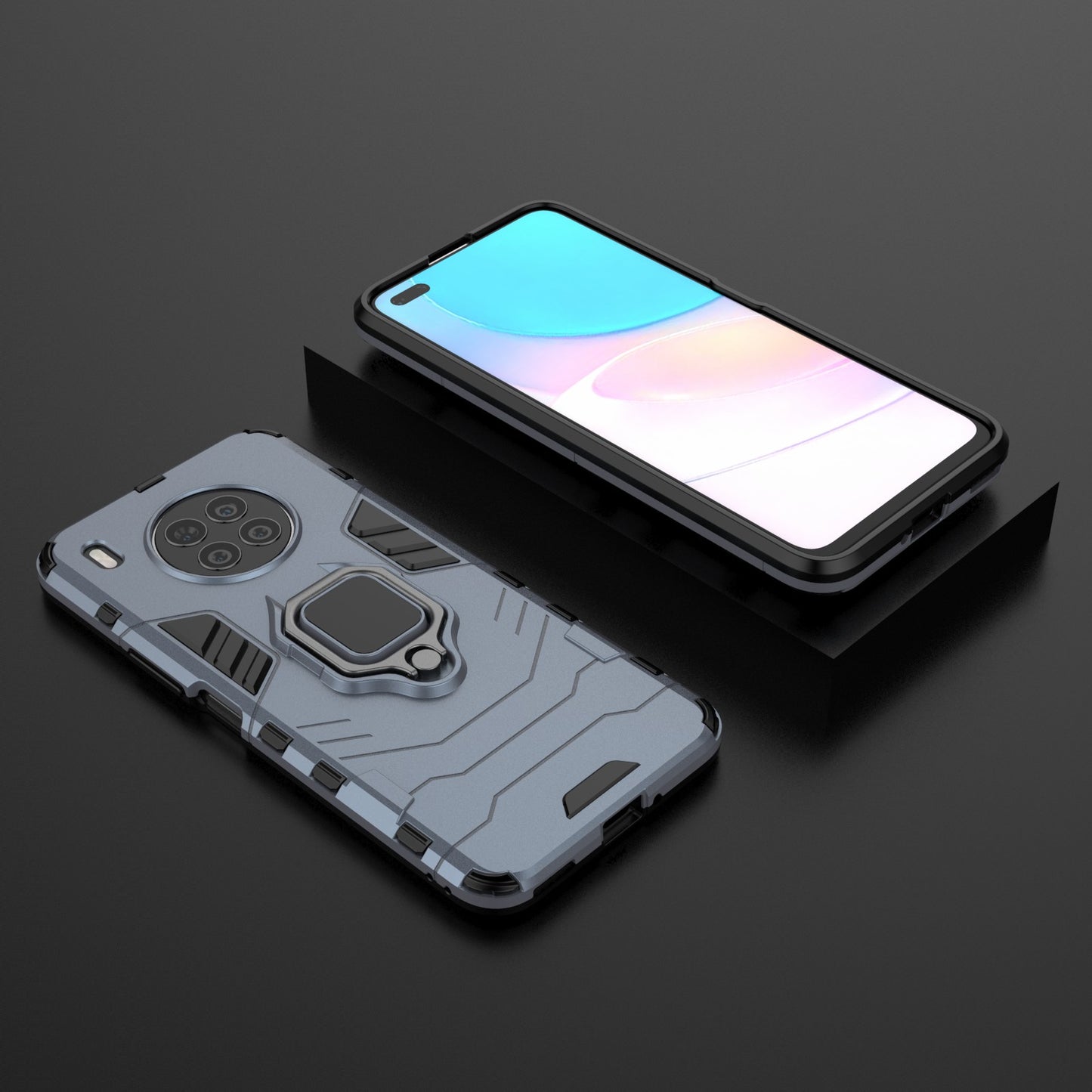 Ring Kickstand Hard PC Soft TPU Shockproof Protective Case for Huawei nova 8i (Global Version)/Honor 50 Lite