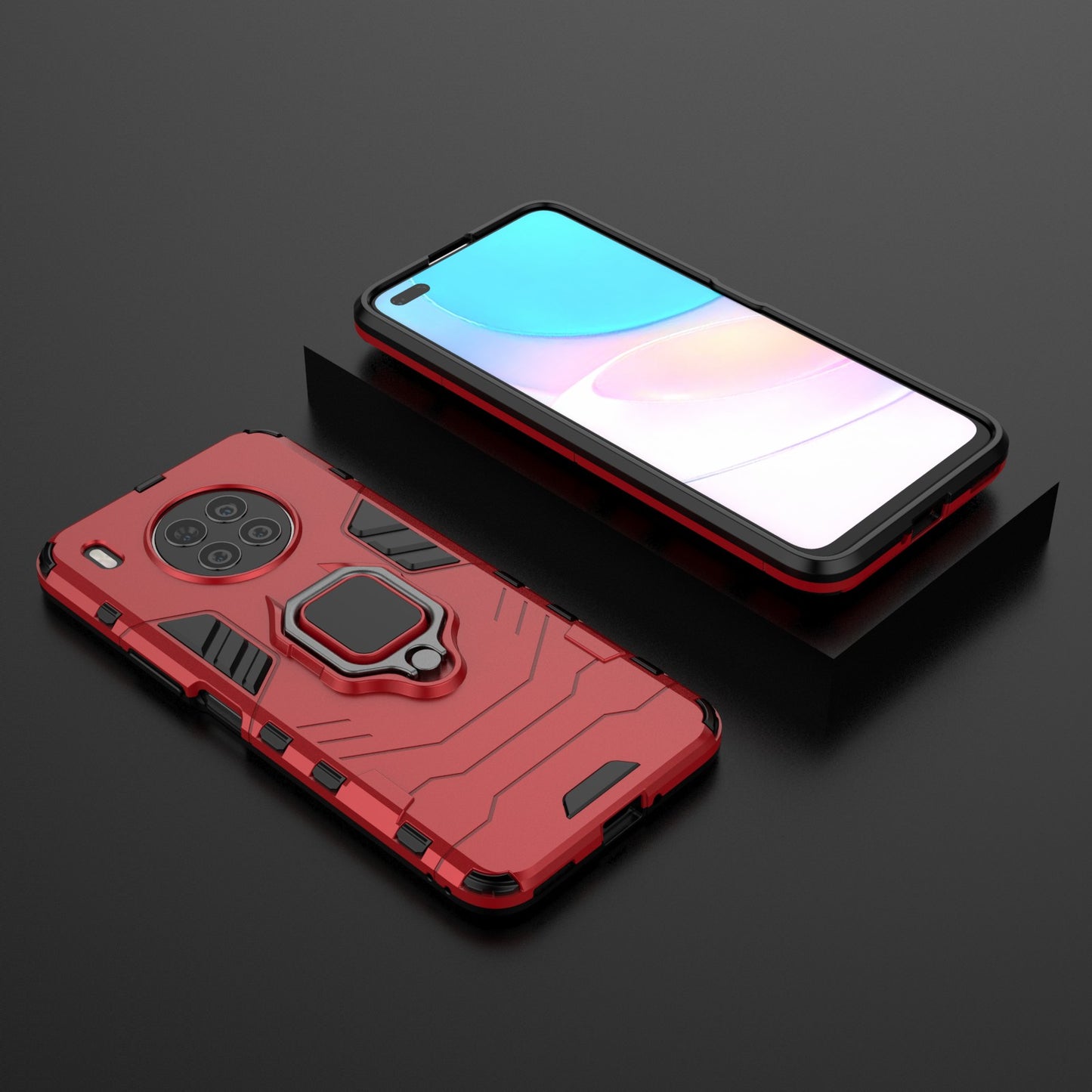 Ring Kickstand Hard PC Soft TPU Shockproof Protective Case for Huawei nova 8i (Global Version)/Honor 50 Lite