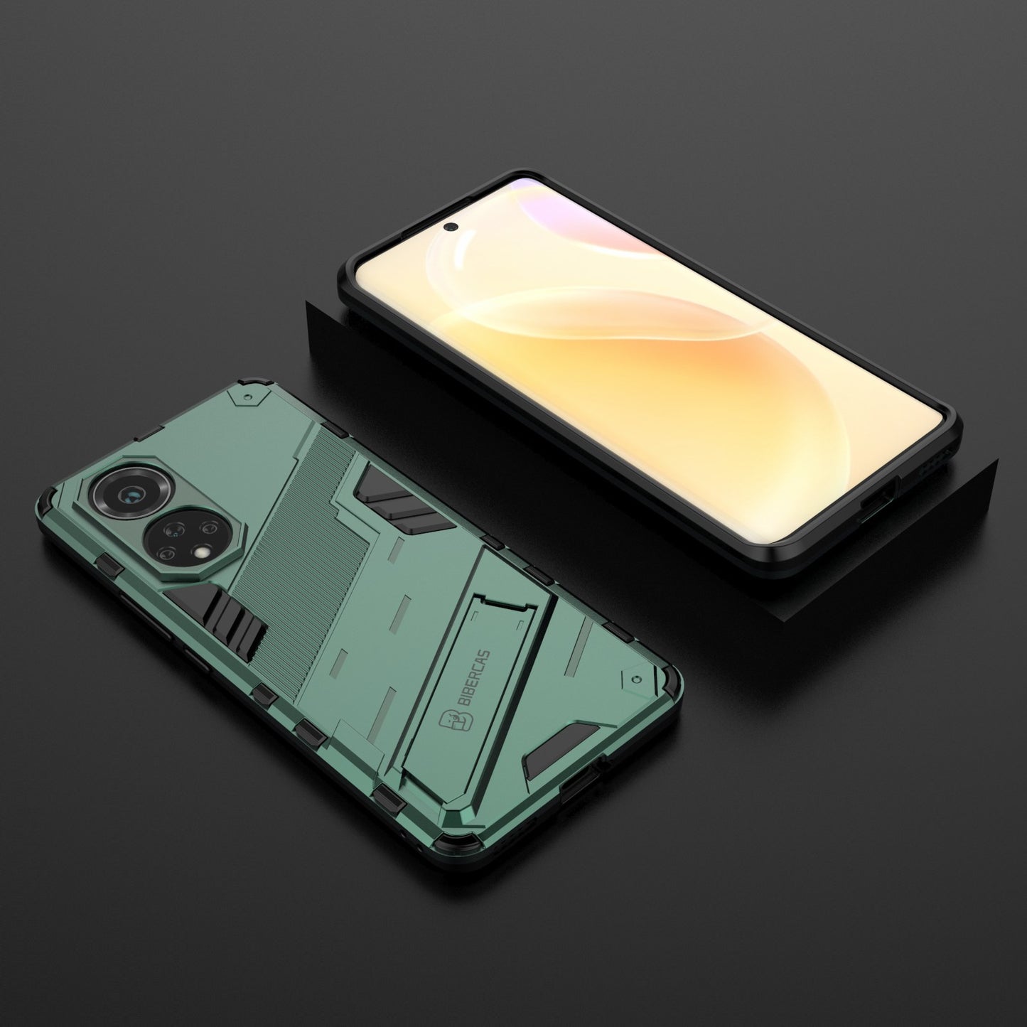 Kickstand Anti-Scratch Anti-Drop Stylish Dual Layer Hard PC Soft TPU Rugged Protective Phone Case for Huawei nova 9/ Honor 50