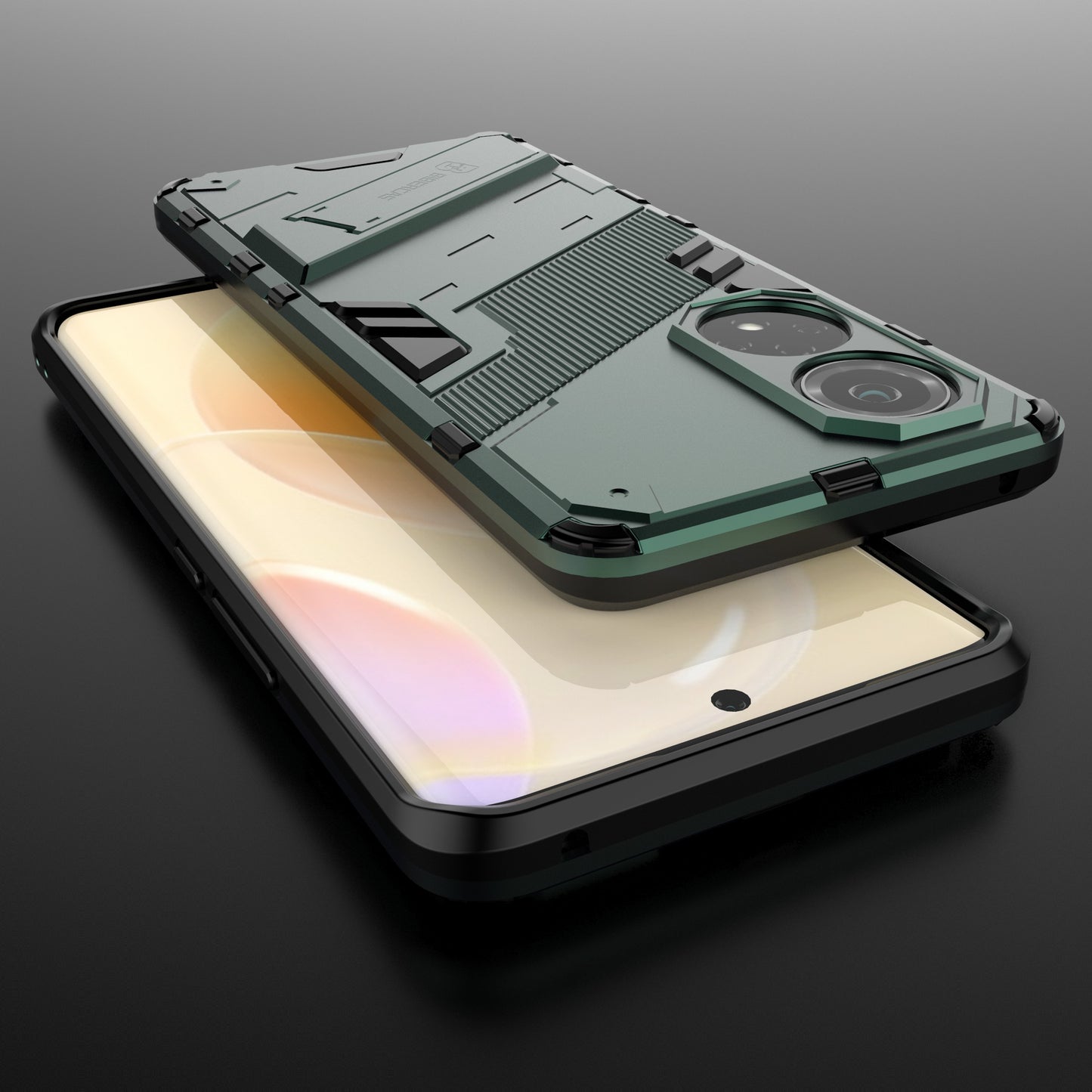 Kickstand Anti-Scratch Anti-Drop Stylish Dual Layer Hard PC Soft TPU Rugged Protective Phone Case for Huawei nova 9/ Honor 50
