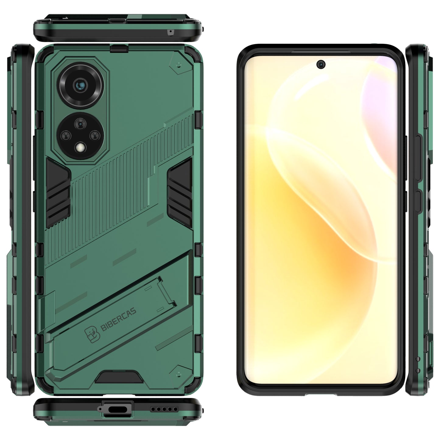 Kickstand Anti-Scratch Anti-Drop Stylish Dual Layer Hard PC Soft TPU Rugged Protective Phone Case for Huawei nova 9/ Honor 50