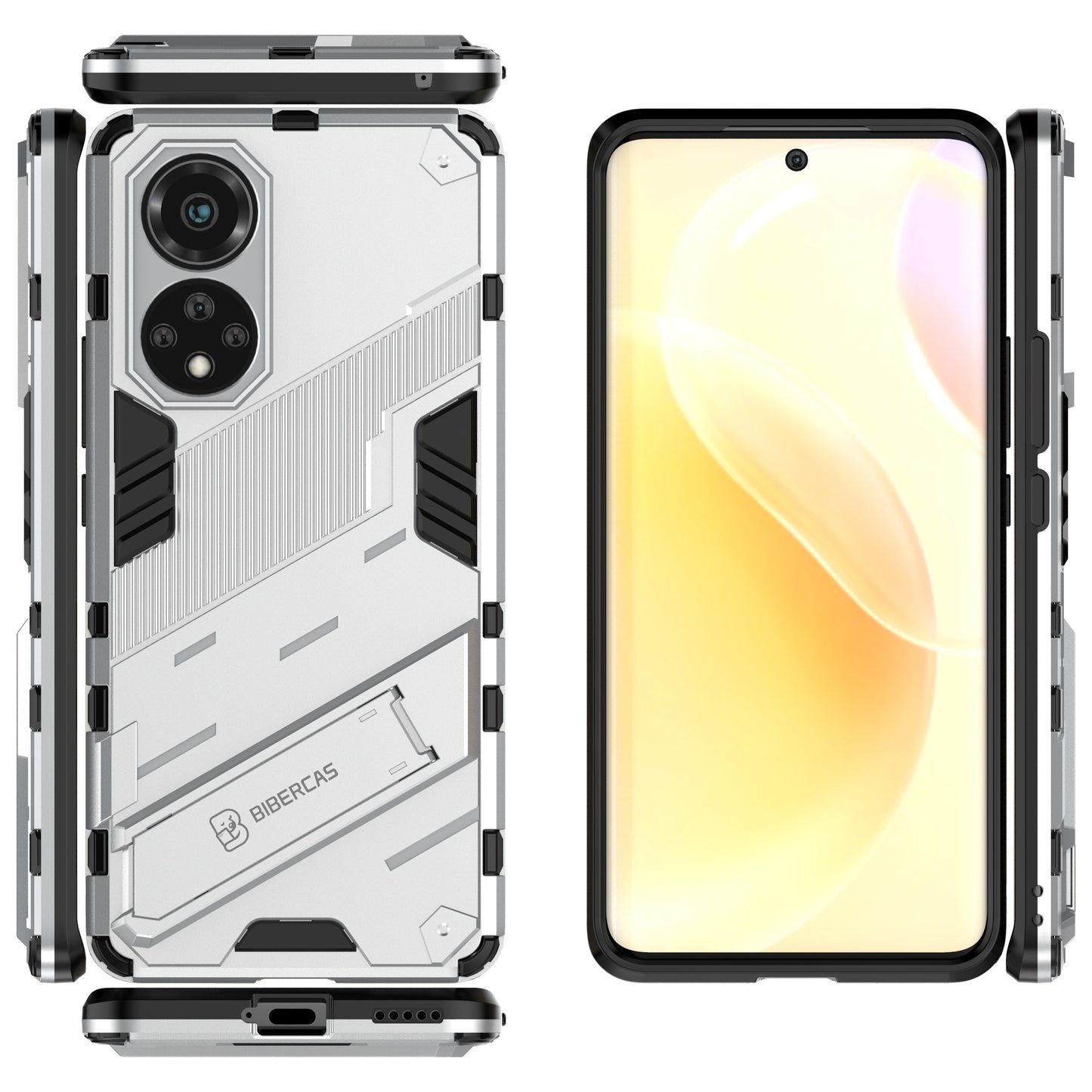 Kickstand Anti-Scratch Anti-Drop Stylish Dual Layer Hard PC Soft TPU Rugged Protective Phone Case for Huawei nova 9/ Honor 50
