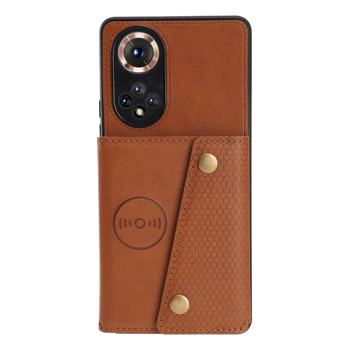 Built-in Vehicle Magnetic Sheet Card Slots Shockproof Stylish PU Leather Coated TPU Case for Honor 50
