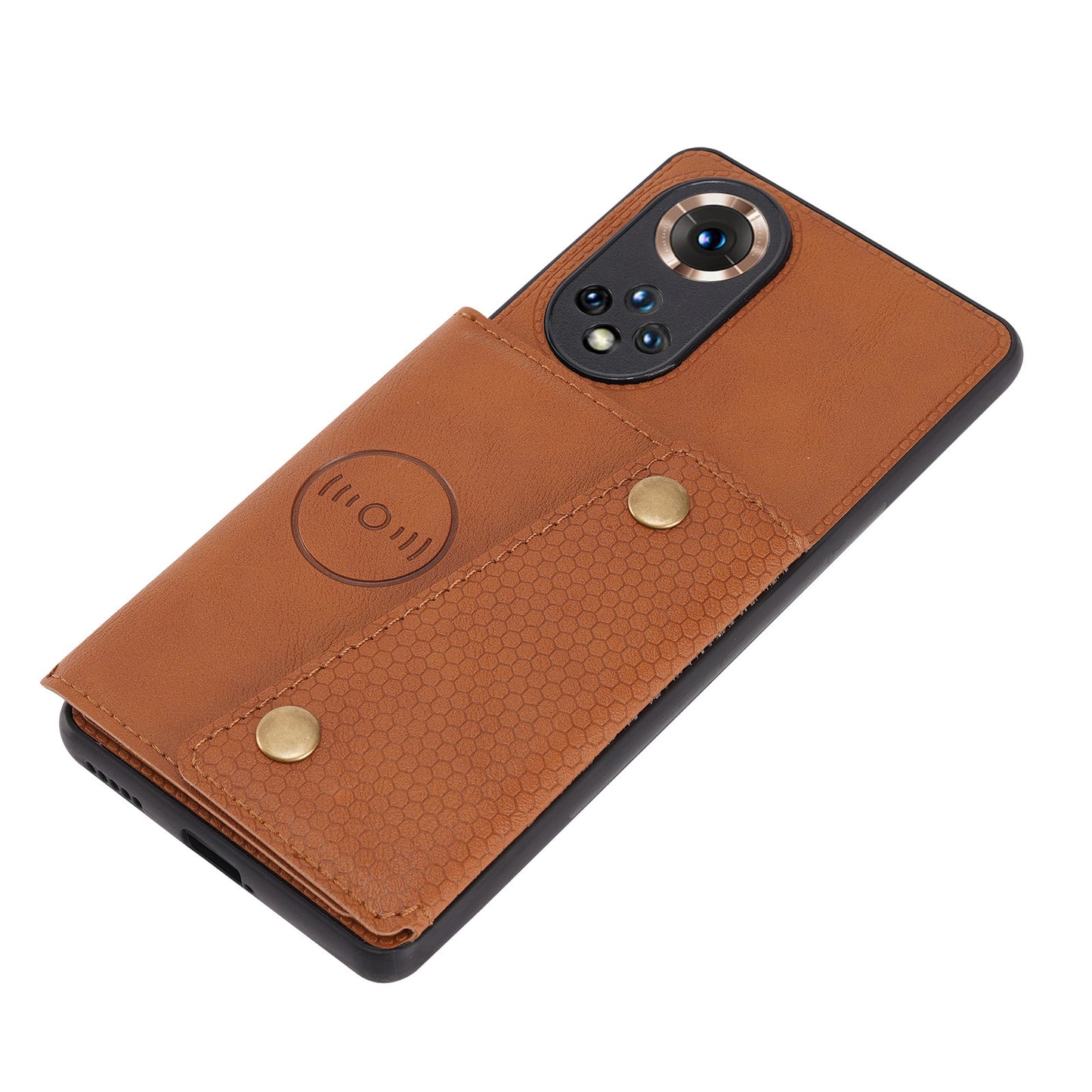 Built-in Vehicle Magnetic Sheet Card Slots Shockproof Stylish PU Leather Coated TPU Case for Honor 50