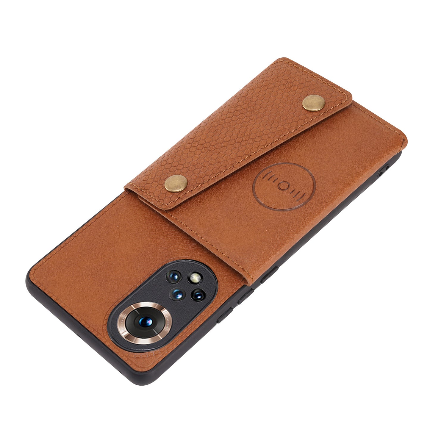 Built-in Vehicle Magnetic Sheet Card Slots Shockproof Stylish PU Leather Coated TPU Case for Honor 50