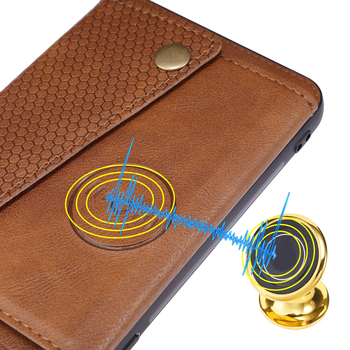 Built-in Vehicle Magnetic Sheet Card Slots Shockproof Stylish PU Leather Coated TPU Case for Honor 50
