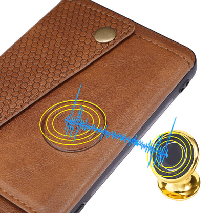 Built-in Vehicle Magnetic Sheet Card Slots Shockproof Stylish PU Leather Coated TPU Case for Honor 50