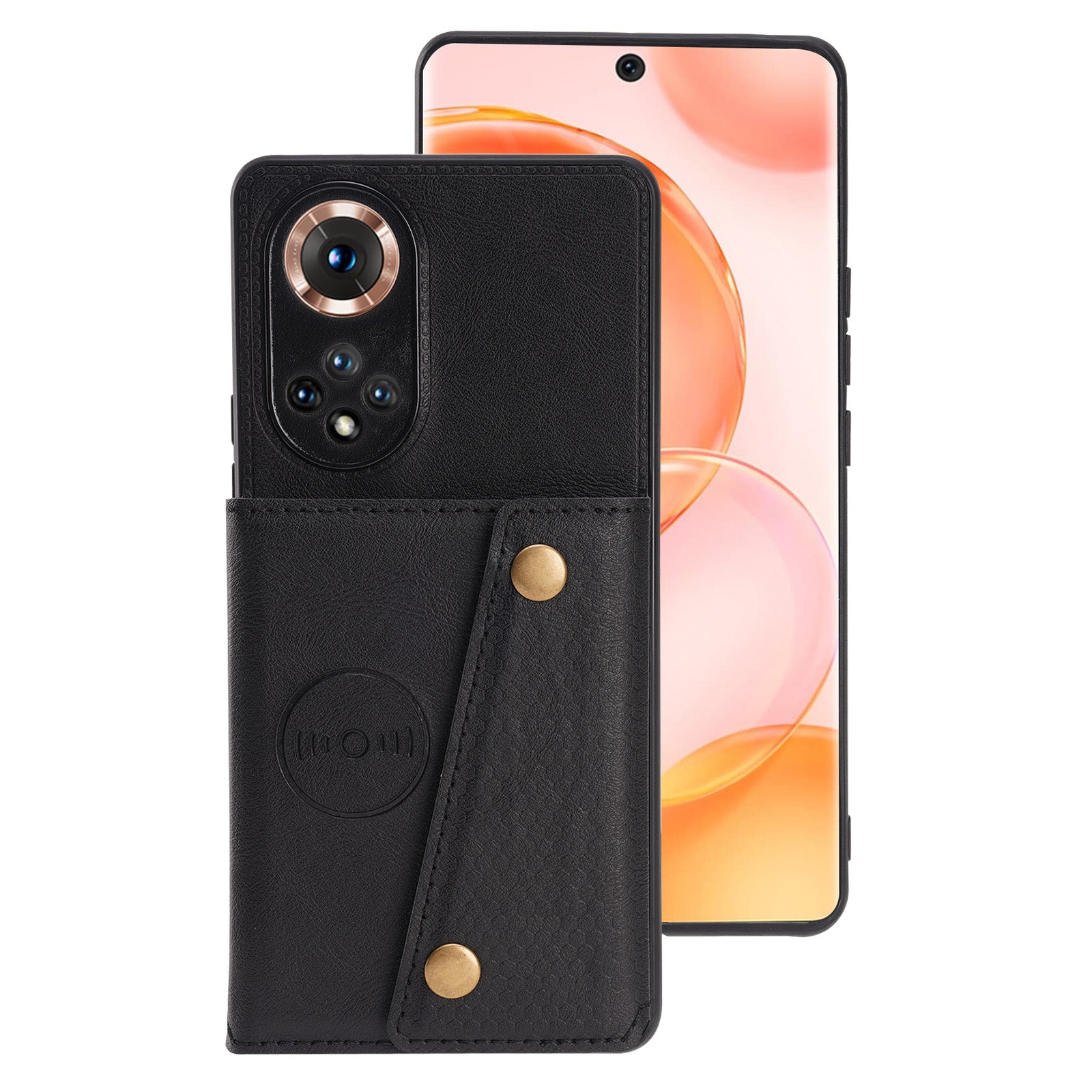 Built-in Vehicle Magnetic Sheet Card Slots Shockproof Stylish PU Leather Coated TPU Case for Honor 50