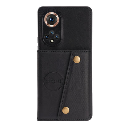 Built-in Vehicle Magnetic Sheet Card Slots Shockproof Stylish PU Leather Coated TPU Case for Honor 50
