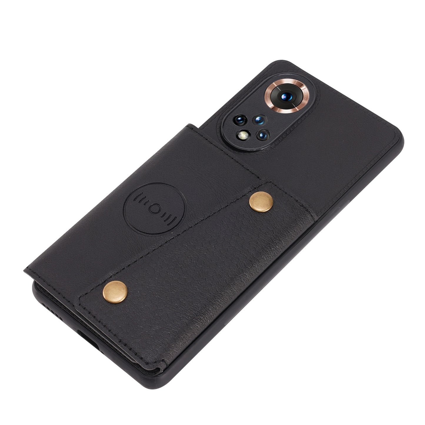 Built-in Vehicle Magnetic Sheet Card Slots Shockproof Stylish PU Leather Coated TPU Case for Honor 50