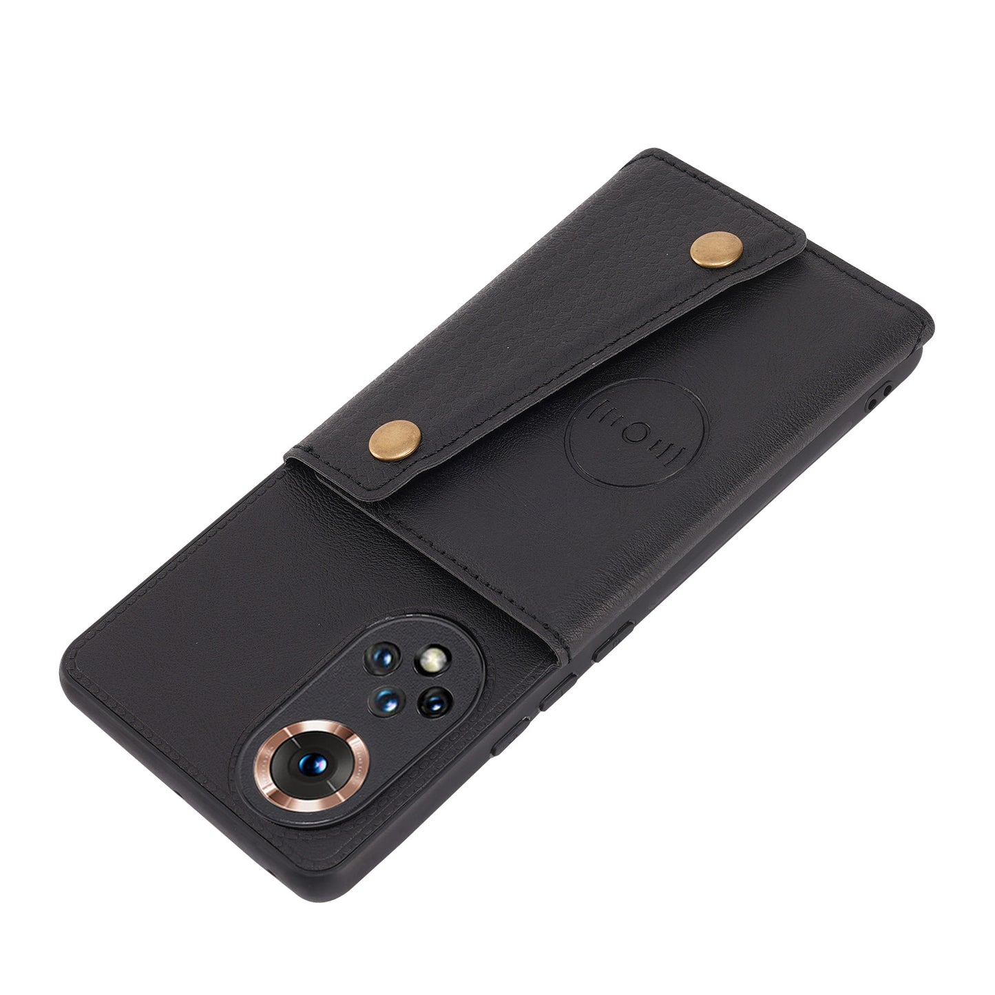 Built-in Vehicle Magnetic Sheet Card Slots Shockproof Stylish PU Leather Coated TPU Case for Honor 50