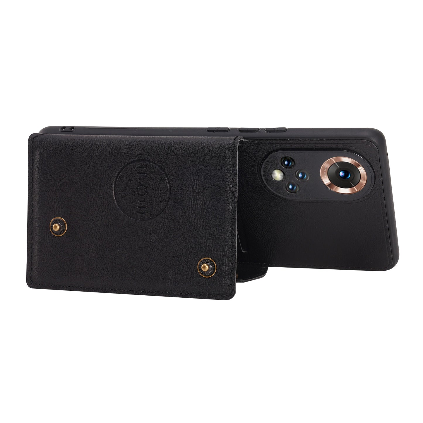 Built-in Vehicle Magnetic Sheet Card Slots Shockproof Stylish PU Leather Coated TPU Case for Honor 50