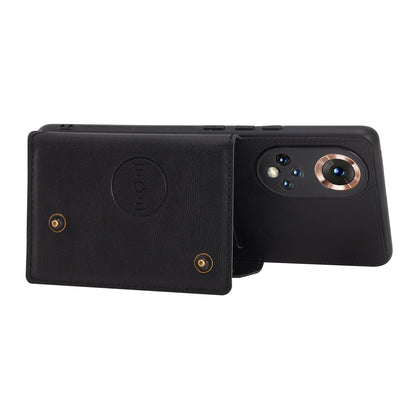 Built-in Vehicle Magnetic Sheet Card Slots Shockproof Stylish PU Leather Coated TPU Case for Honor 50