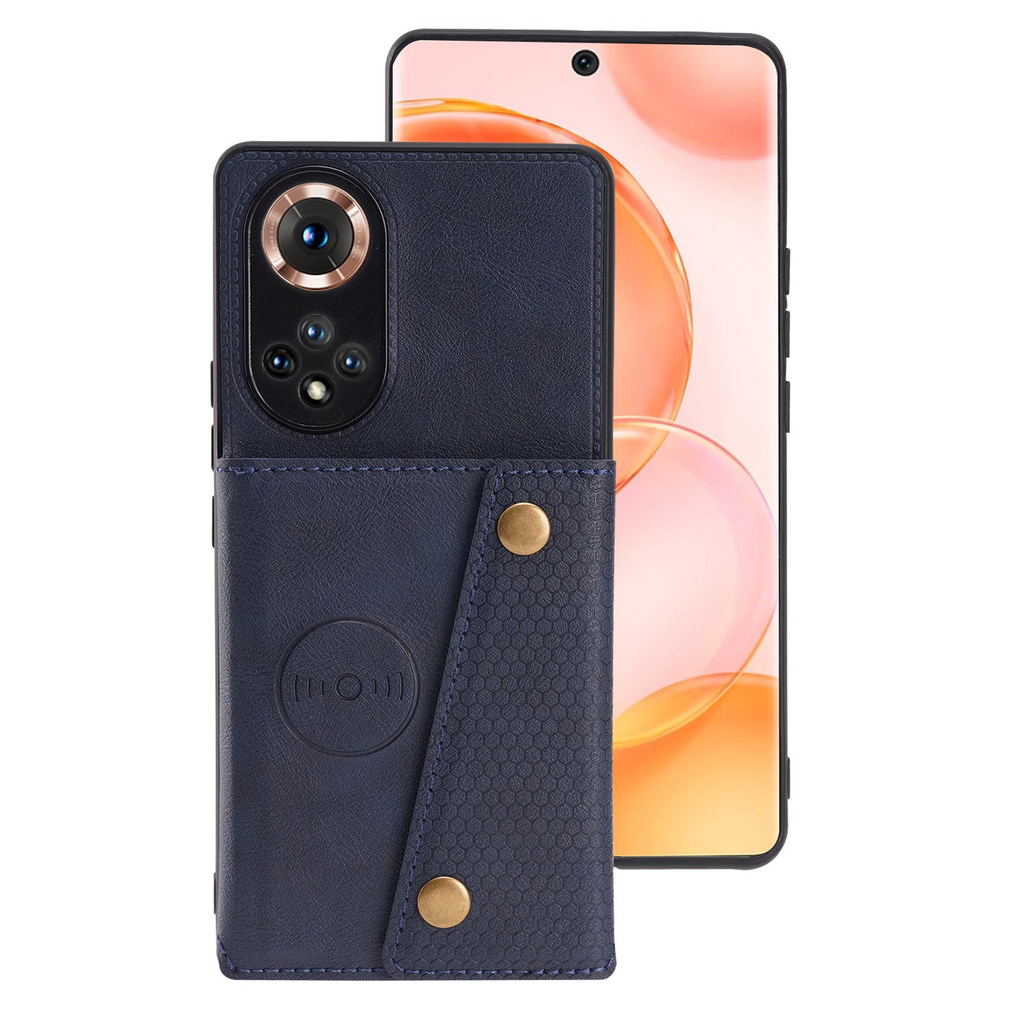 Built-in Vehicle Magnetic Sheet Card Slots Shockproof Stylish PU Leather Coated TPU Case for Honor 50