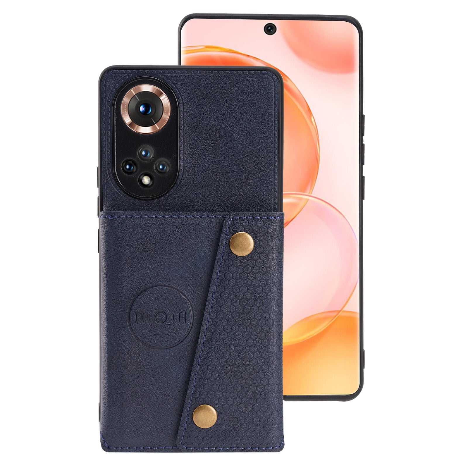 Built-in Vehicle Magnetic Sheet Card Slots Shockproof Stylish PU Leather Coated TPU Case for Honor 50
