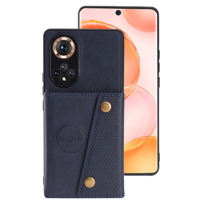 Built-in Vehicle Magnetic Sheet Card Slots Shockproof Stylish PU Leather Coated TPU Case for Honor 50