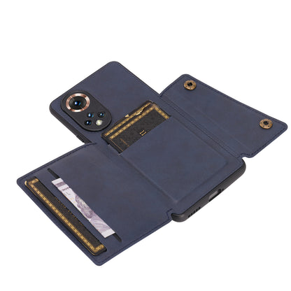 Built-in Vehicle Magnetic Sheet Card Slots Shockproof Stylish PU Leather Coated TPU Case for Honor 50