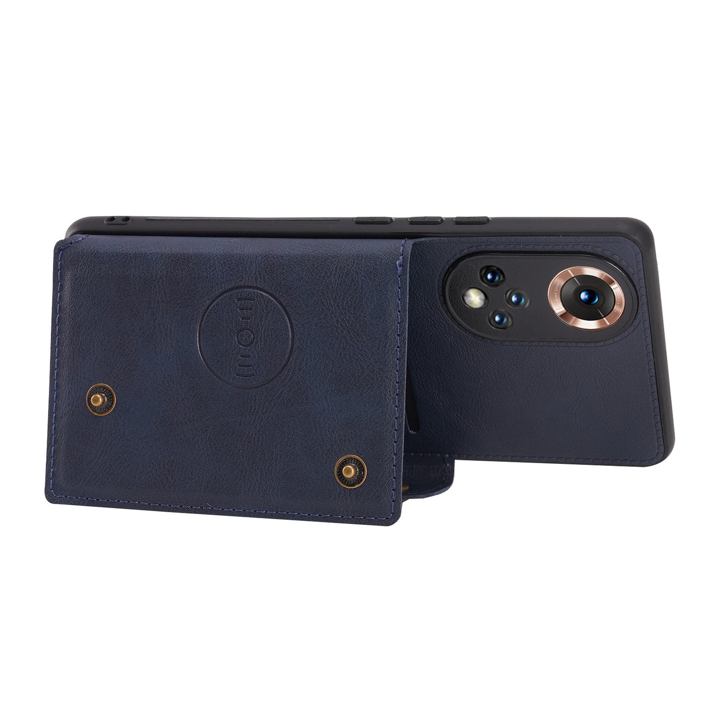 Built-in Vehicle Magnetic Sheet Card Slots Shockproof Stylish PU Leather Coated TPU Case for Honor 50