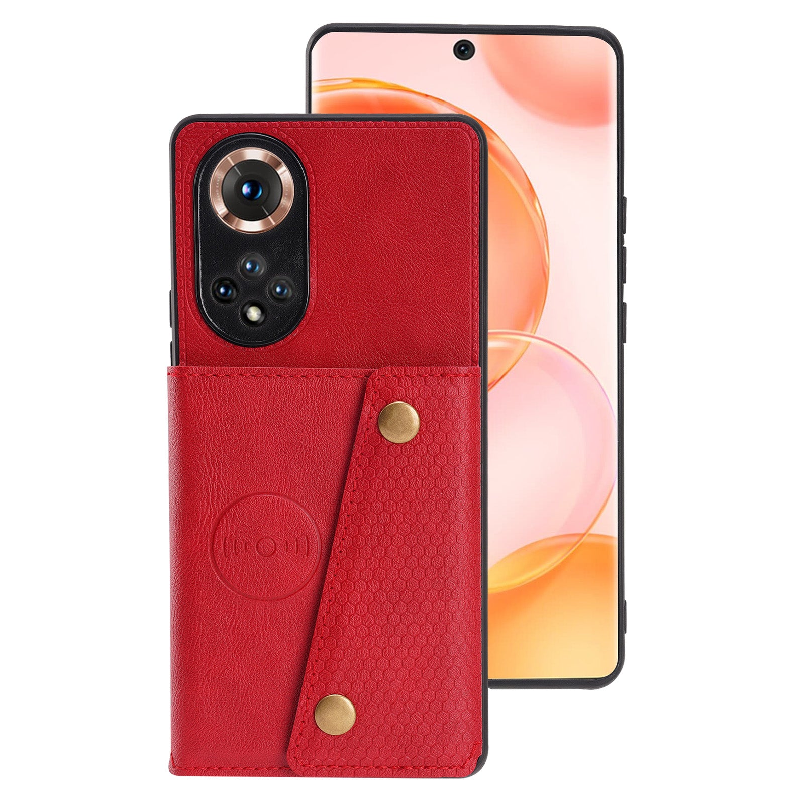 Built-in Vehicle Magnetic Sheet Card Slots Shockproof Stylish PU Leather Coated TPU Case for Honor 50
