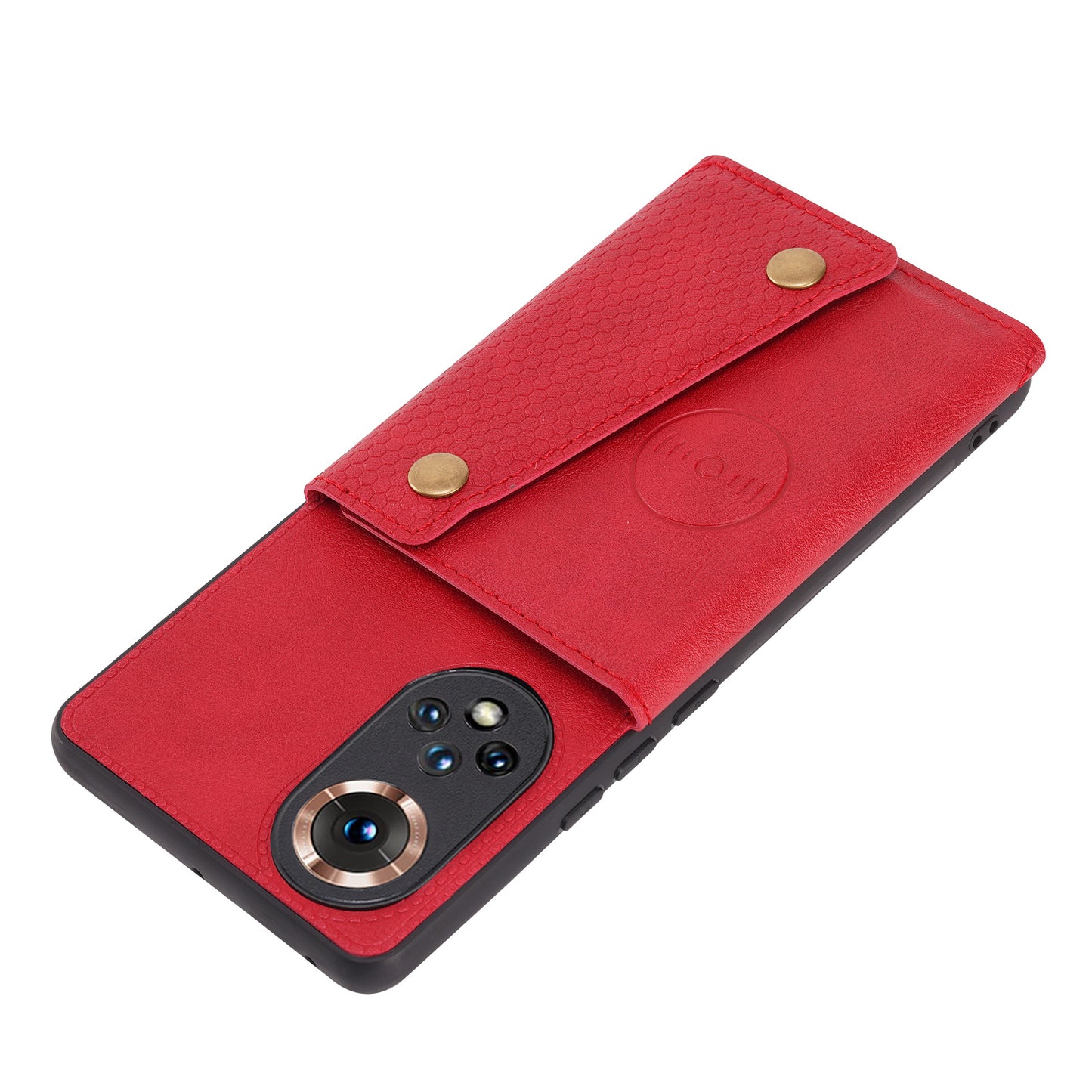 Built-in Vehicle Magnetic Sheet Card Slots Shockproof Stylish PU Leather Coated TPU Case for Honor 50