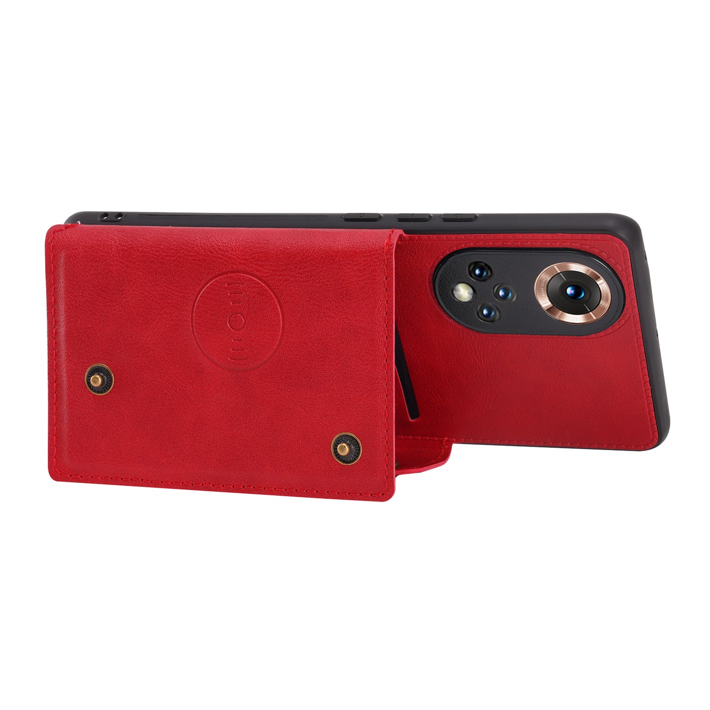 Built-in Vehicle Magnetic Sheet Card Slots Shockproof Stylish PU Leather Coated TPU Case for Honor 50