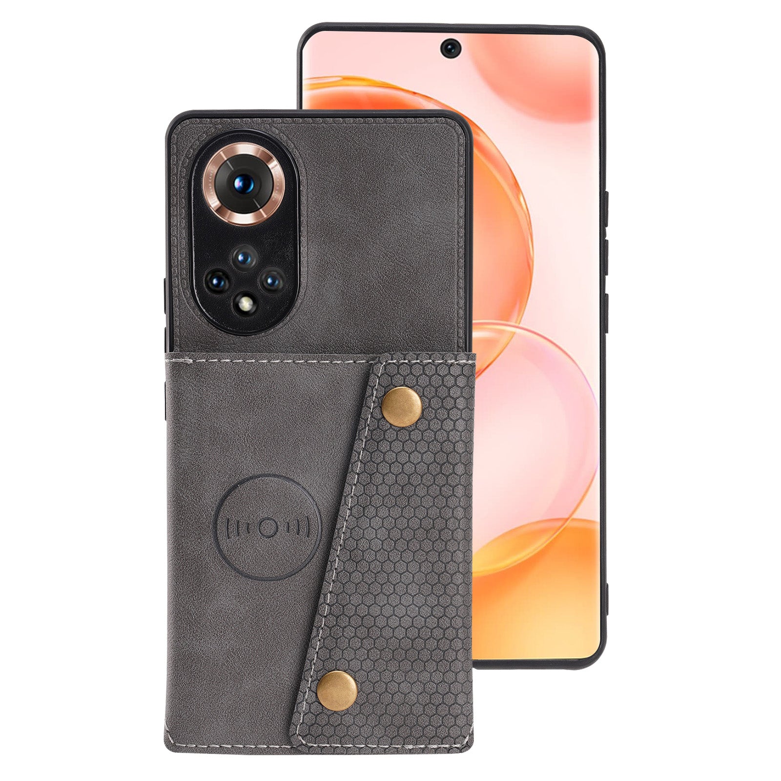 Built-in Vehicle Magnetic Sheet Card Slots Shockproof Stylish PU Leather Coated TPU Case for Honor 50