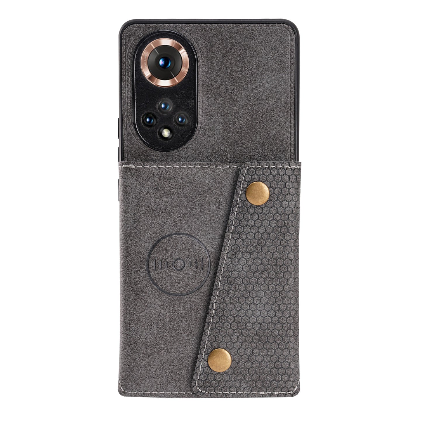 Built-in Vehicle Magnetic Sheet Card Slots Shockproof Stylish PU Leather Coated TPU Case for Honor 50