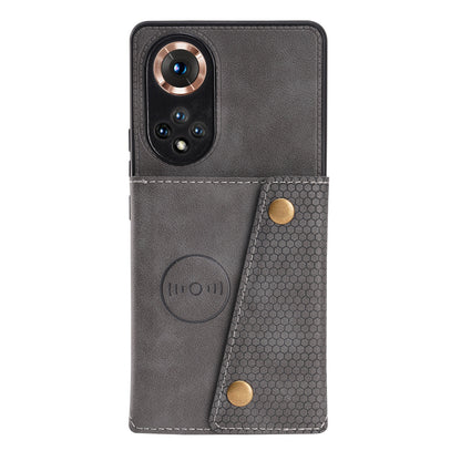 Built-in Vehicle Magnetic Sheet Card Slots Shockproof Stylish PU Leather Coated TPU Case for Honor 50