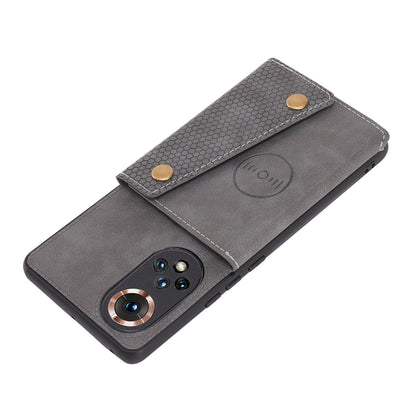 Built-in Vehicle Magnetic Sheet Card Slots Shockproof Stylish PU Leather Coated TPU Case for Honor 50