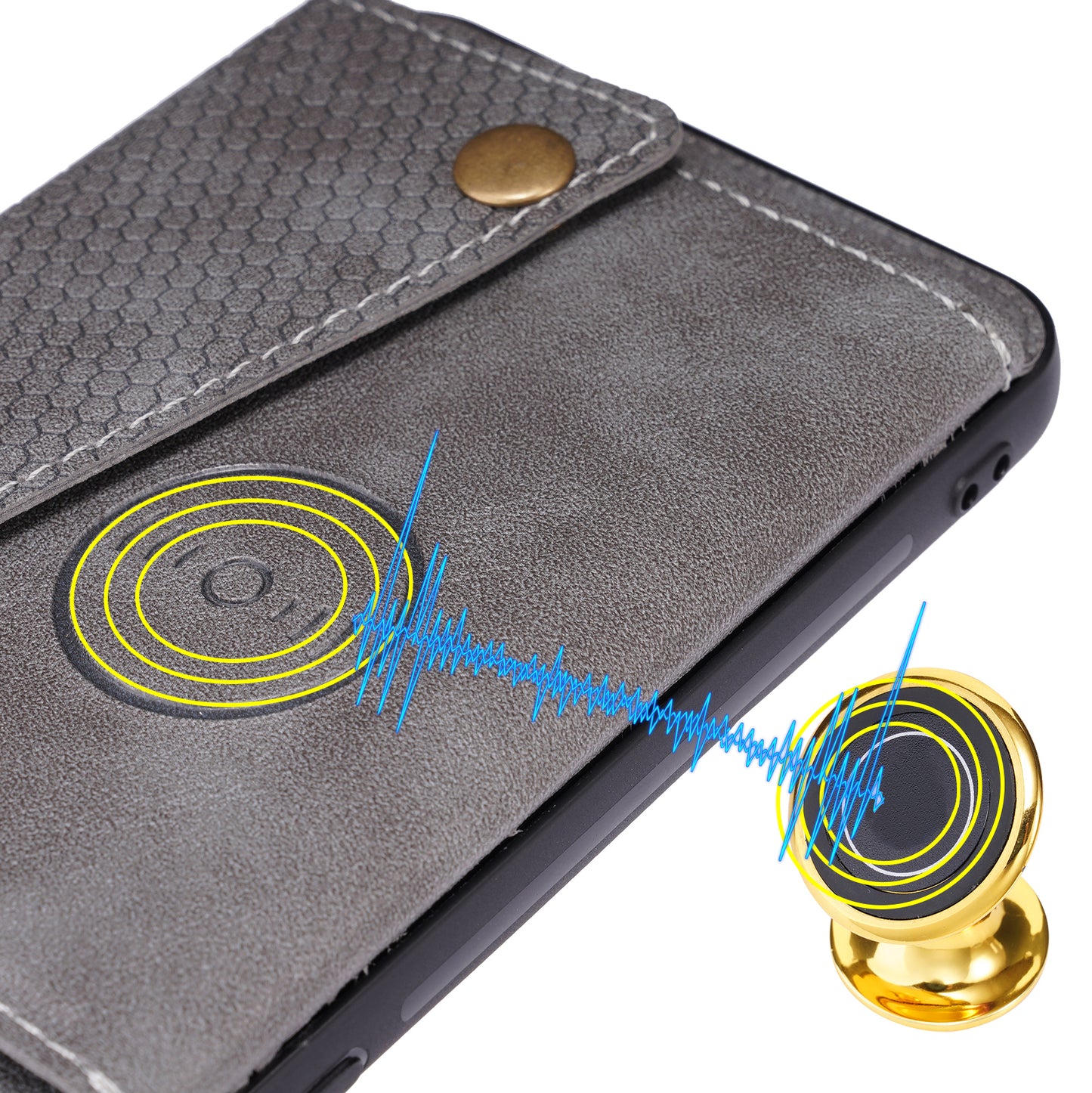 Built-in Vehicle Magnetic Sheet Card Slots Shockproof Stylish PU Leather Coated TPU Case for Honor 50