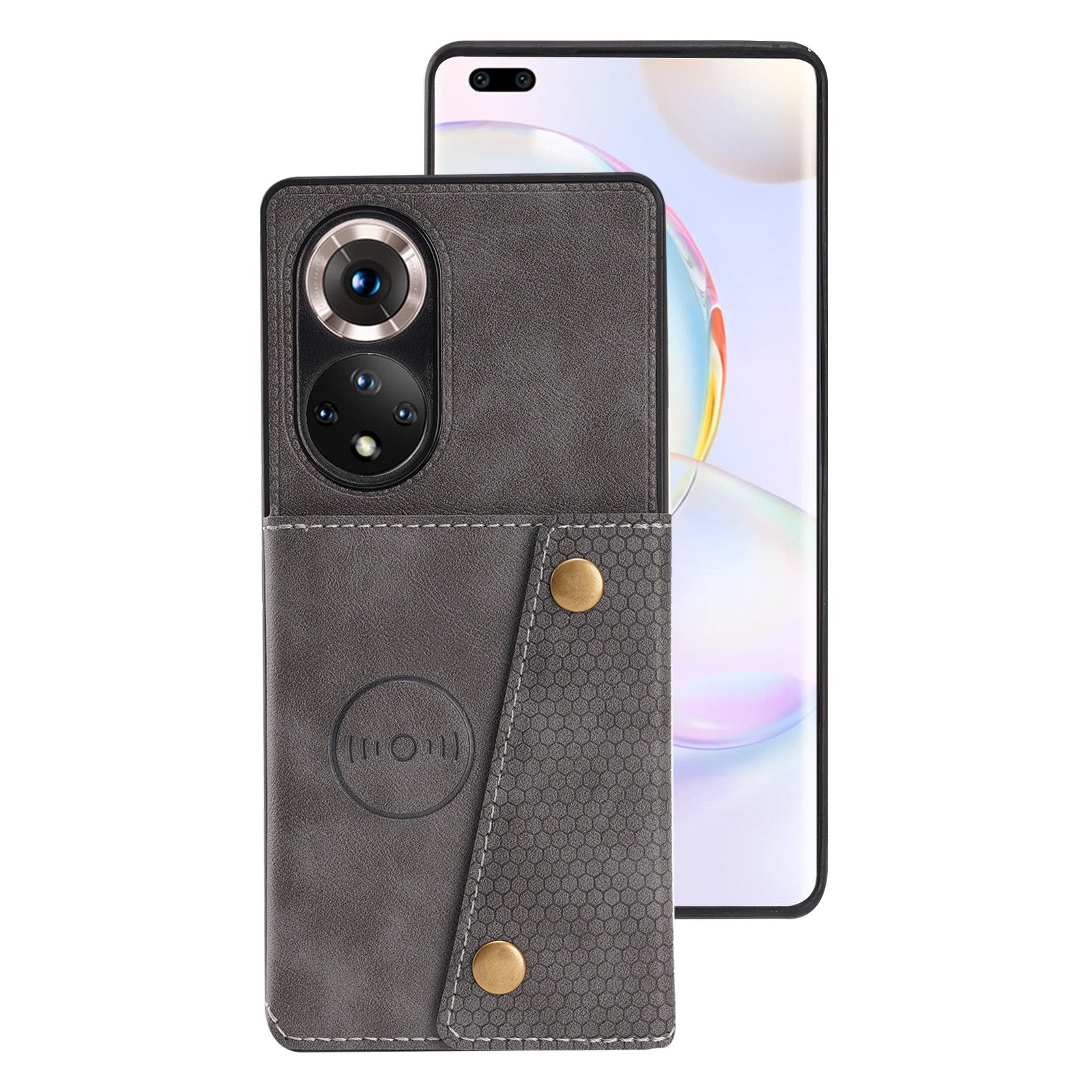 Built-in Vehicle Magnetic Sheet Card Slots Scratch-Resistant Kickstand PU Leather Coated TPU Case for Huawei nova 9 Pro/Honor 50 Pro