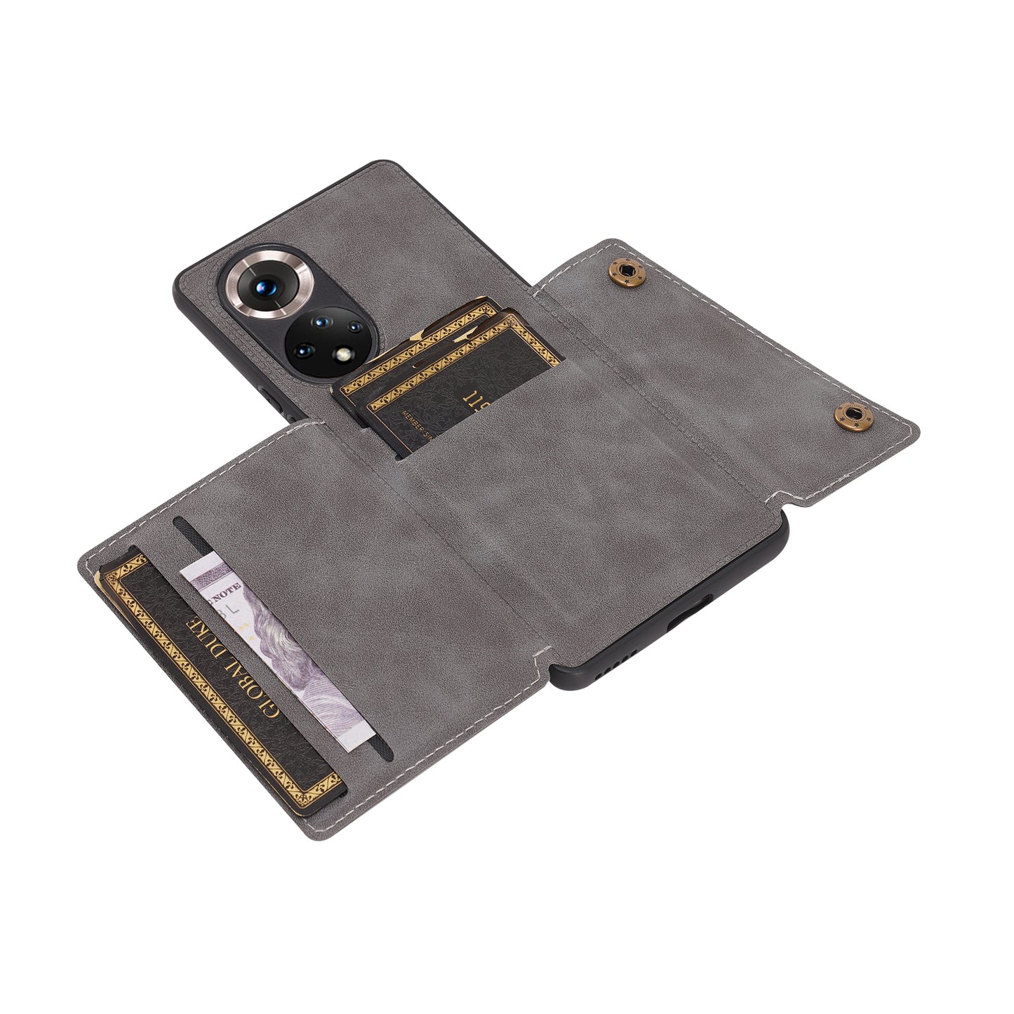 Built-in Vehicle Magnetic Sheet Card Slots Scratch-Resistant Kickstand PU Leather Coated TPU Case for Huawei nova 9 Pro/Honor 50 Pro