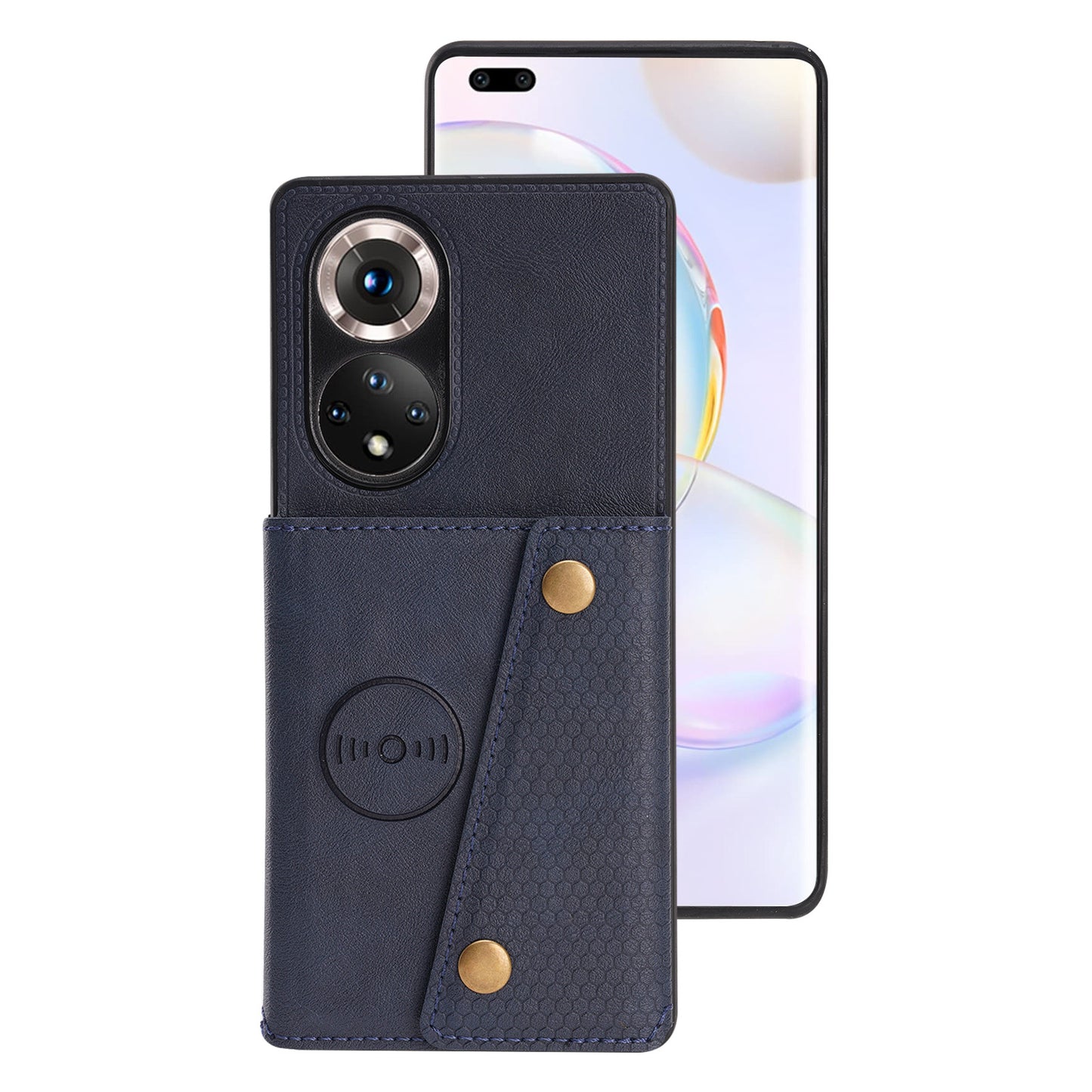 Built-in Vehicle Magnetic Sheet Card Slots Scratch-Resistant Kickstand PU Leather Coated TPU Case for Huawei nova 9 Pro/Honor 50 Pro