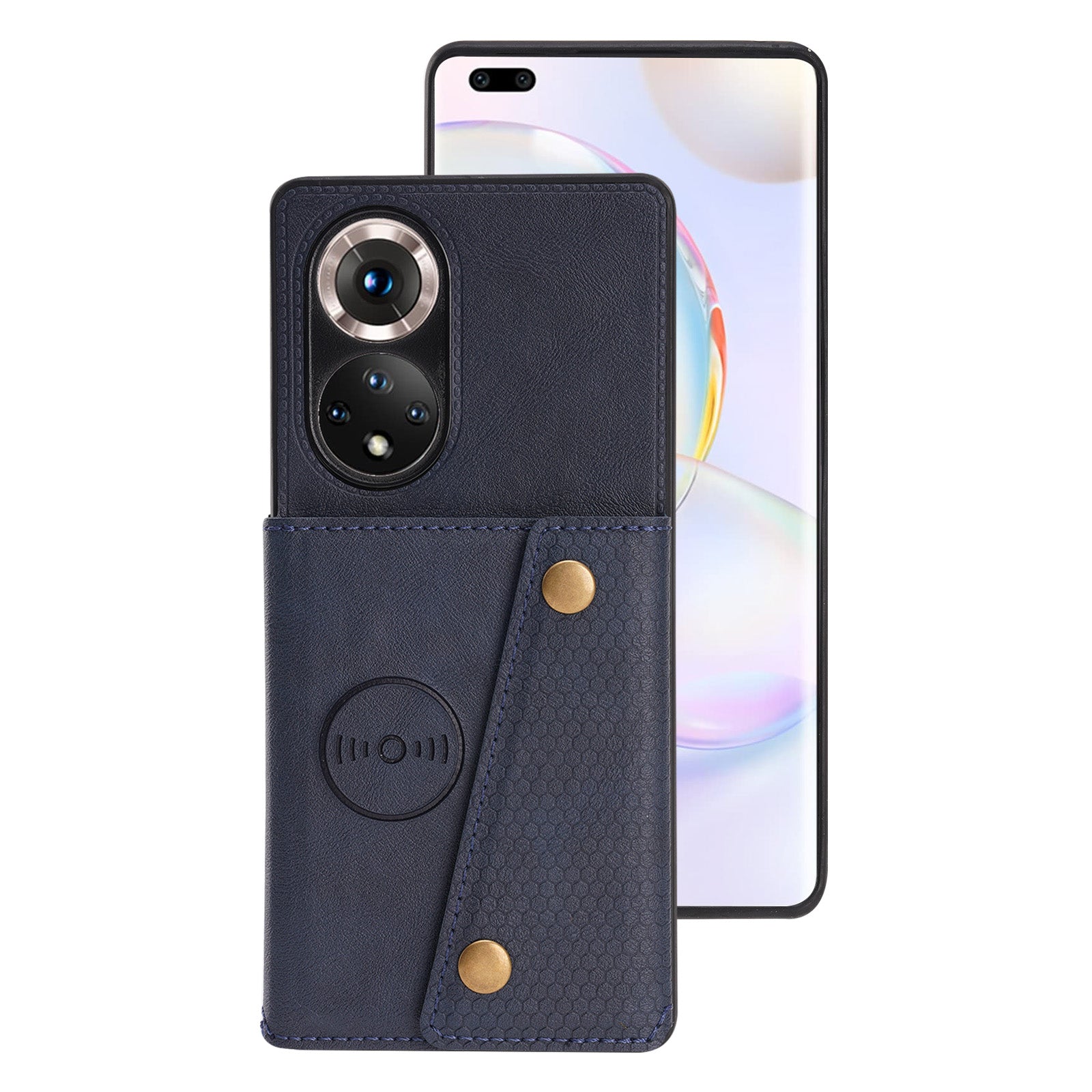 Built-in Vehicle Magnetic Sheet Card Slots Scratch-Resistant Kickstand PU Leather Coated TPU Case for Huawei nova 9 Pro/Honor 50 Pro