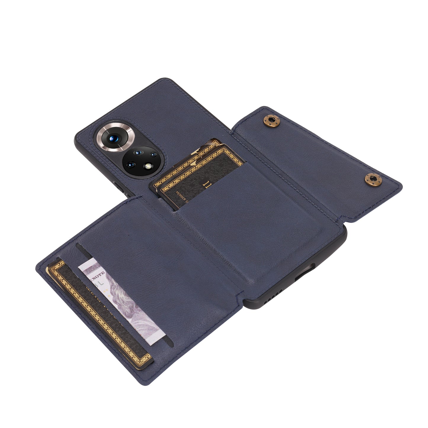 Built-in Vehicle Magnetic Sheet Card Slots Scratch-Resistant Kickstand PU Leather Coated TPU Case for Huawei nova 9 Pro/Honor 50 Pro