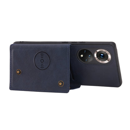 Built-in Vehicle Magnetic Sheet Card Slots Scratch-Resistant Kickstand PU Leather Coated TPU Case for Huawei nova 9 Pro/Honor 50 Pro