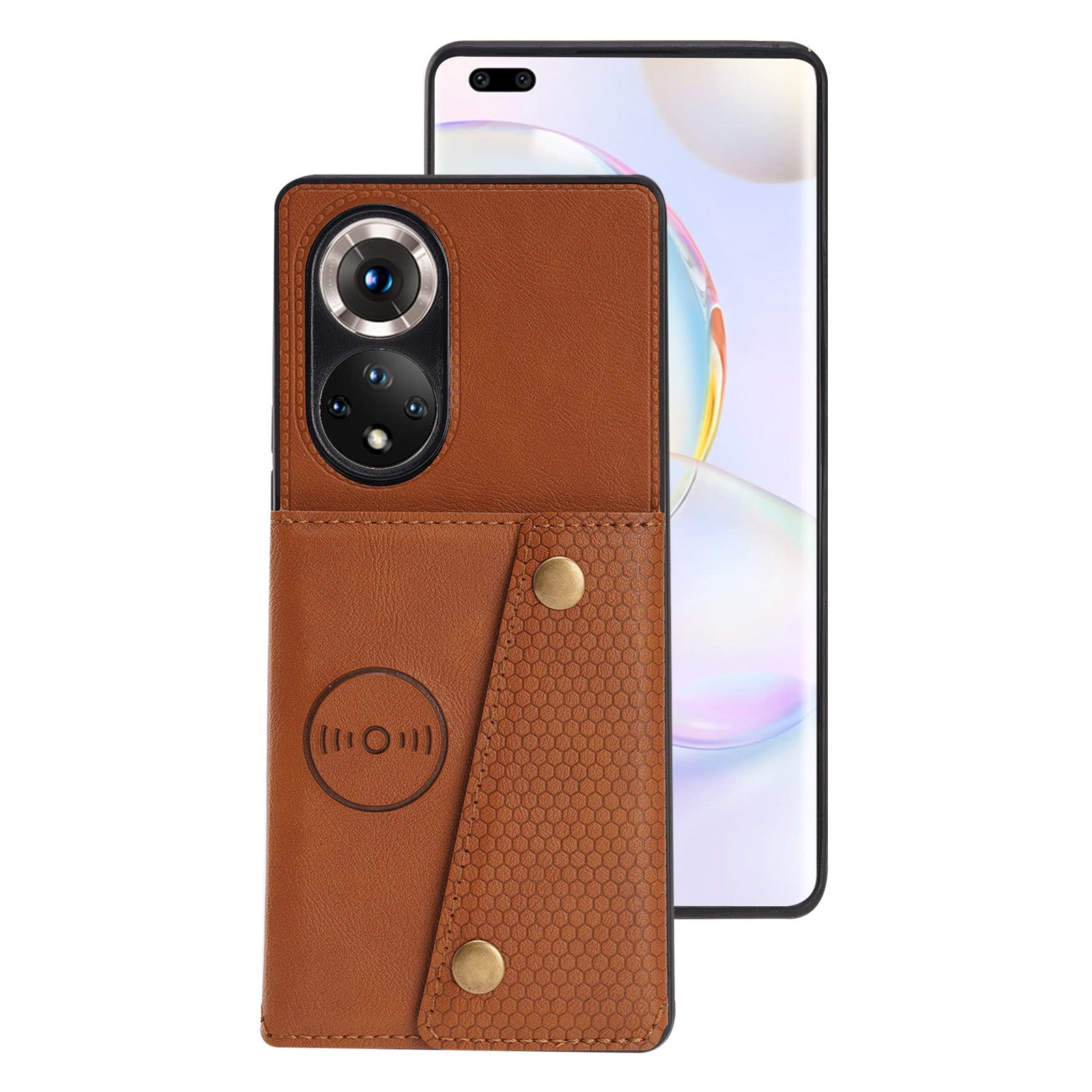 Built-in Vehicle Magnetic Sheet Card Slots Scratch-Resistant Kickstand PU Leather Coated TPU Case for Huawei nova 9 Pro/Honor 50 Pro