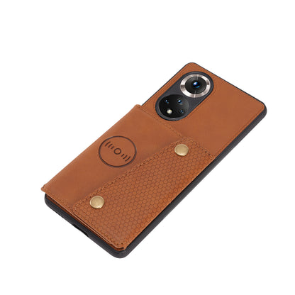 Built-in Vehicle Magnetic Sheet Card Slots Scratch-Resistant Kickstand PU Leather Coated TPU Case for Huawei nova 9 Pro/Honor 50 Pro