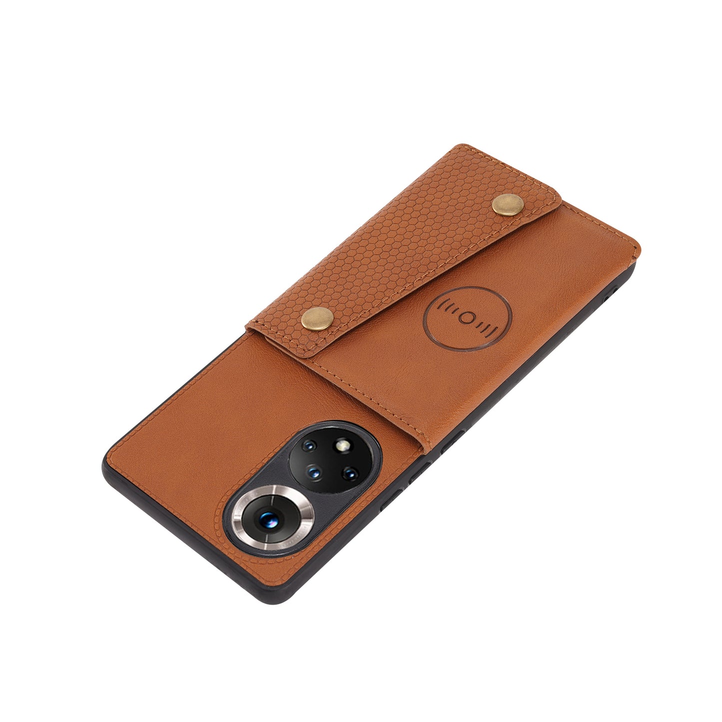 Built-in Vehicle Magnetic Sheet Card Slots Scratch-Resistant Kickstand PU Leather Coated TPU Case for Huawei nova 9 Pro/Honor 50 Pro