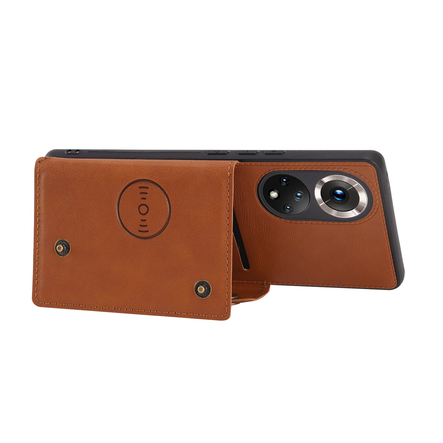 Built-in Vehicle Magnetic Sheet Card Slots Scratch-Resistant Kickstand PU Leather Coated TPU Case for Huawei nova 9 Pro/Honor 50 Pro