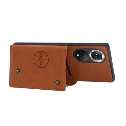 Built-in Vehicle Magnetic Sheet Card Slots Scratch-Resistant Kickstand PU Leather Coated TPU Case for Huawei nova 9 Pro/Honor 50 Pro