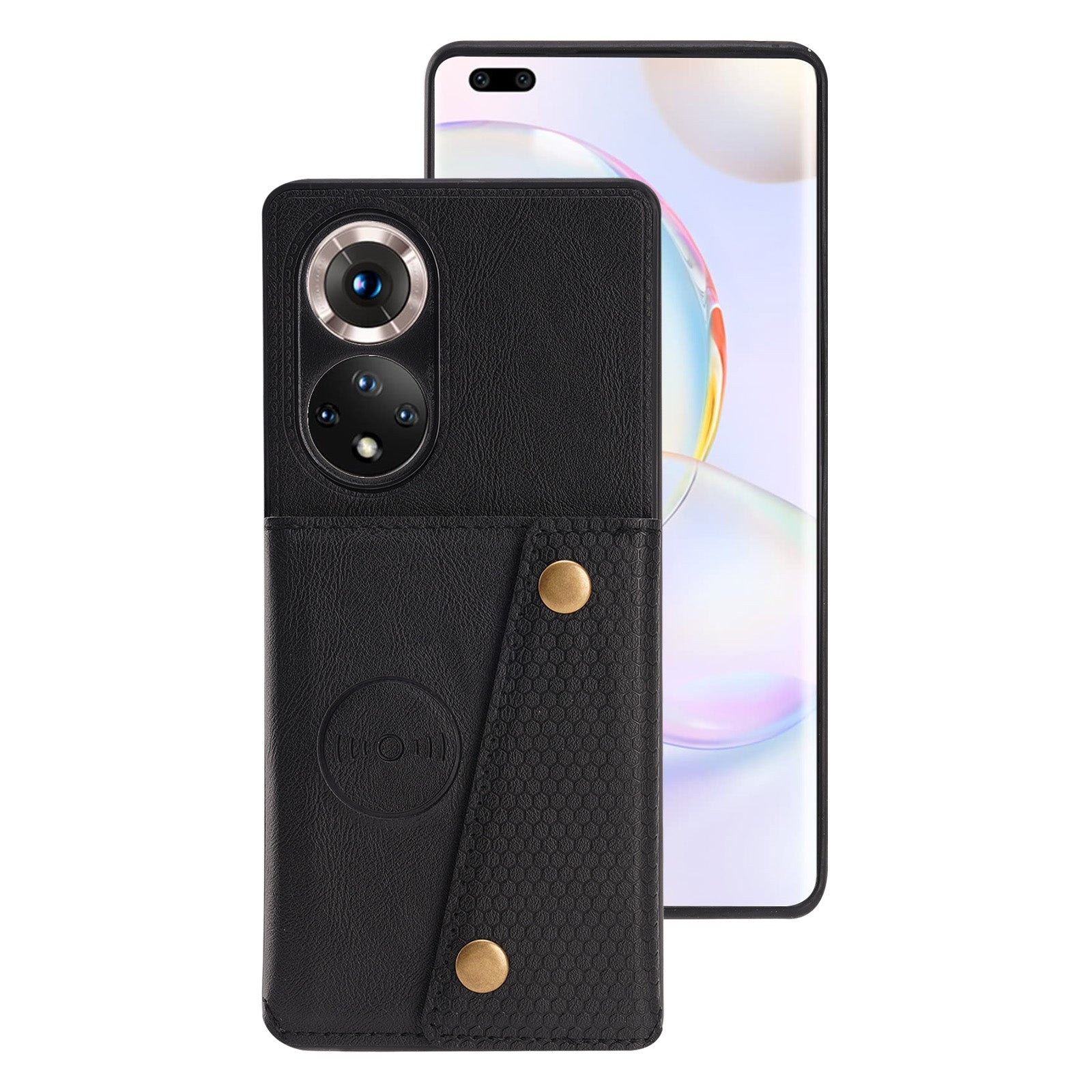 Built-in Vehicle Magnetic Sheet Card Slots Scratch-Resistant Kickstand PU Leather Coated TPU Case for Huawei nova 9 Pro/Honor 50 Pro