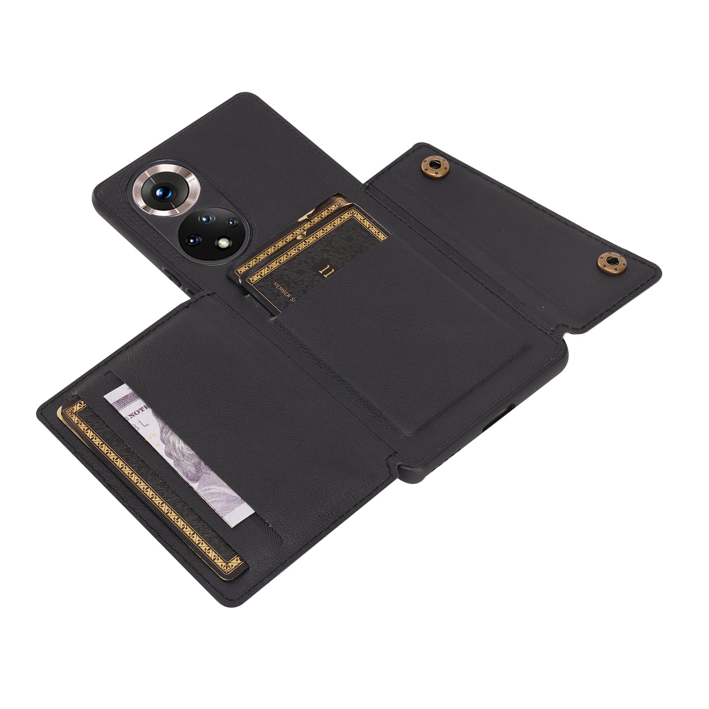 Built-in Vehicle Magnetic Sheet Card Slots Scratch-Resistant Kickstand PU Leather Coated TPU Case for Huawei nova 9 Pro/Honor 50 Pro