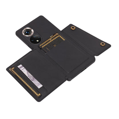 Built-in Vehicle Magnetic Sheet Card Slots Scratch-Resistant Kickstand PU Leather Coated TPU Case for Huawei nova 9 Pro/Honor 50 Pro