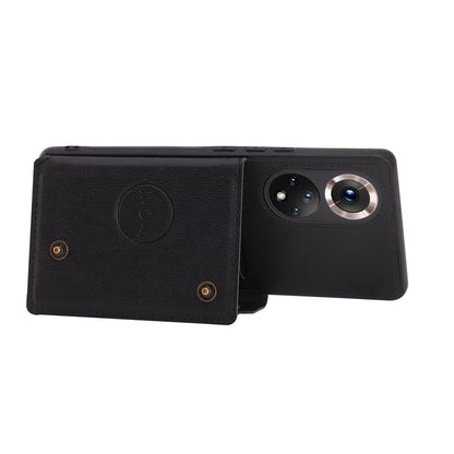 Built-in Vehicle Magnetic Sheet Card Slots Scratch-Resistant Kickstand PU Leather Coated TPU Case for Huawei nova 9 Pro/Honor 50 Pro
