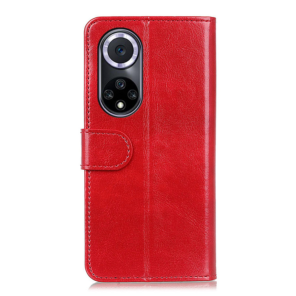 TPU + PU Leather Crazy Horse Texture Wallet Stand Case Folio Flip Magnetic Shockproof Protective Cover for Honor 50
