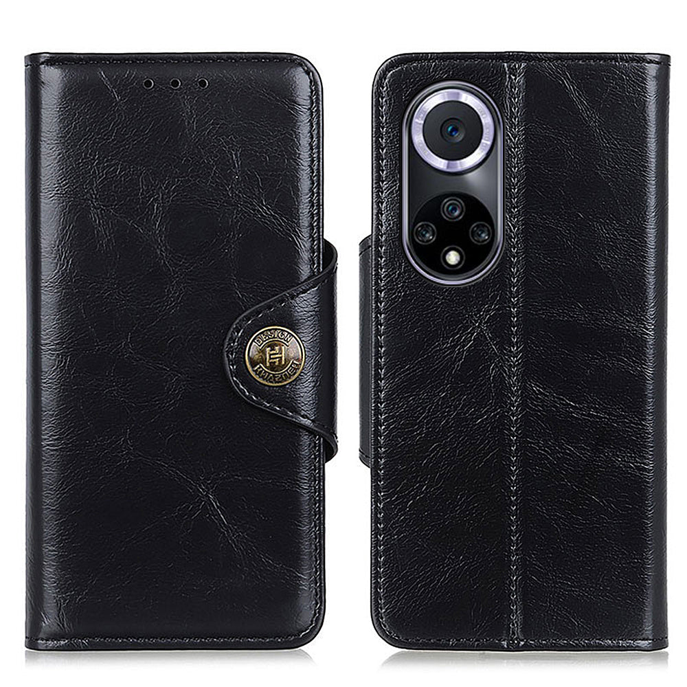 KHAZNEH Shock Resistant Magnetic Clasp Closure PU Leather Phone Cover Shell with Stand Wallet for Honor 50