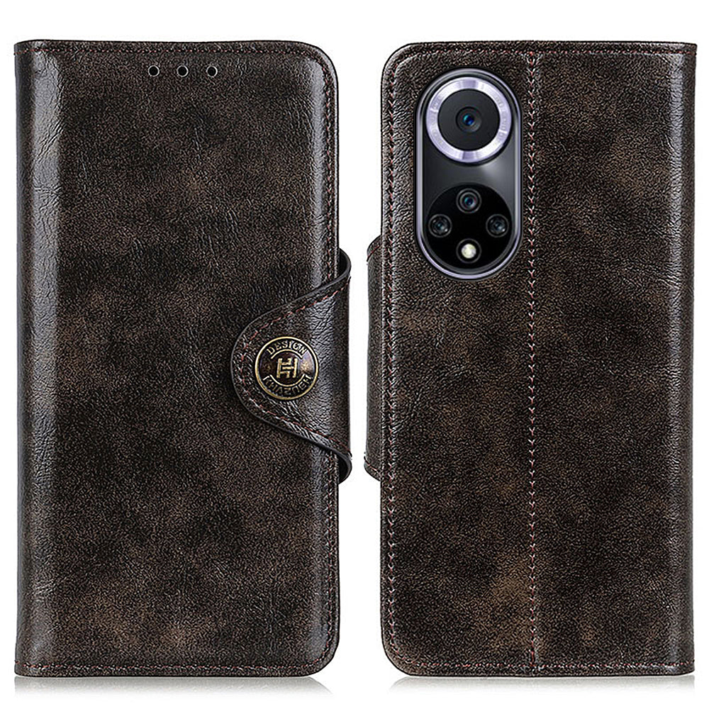 KHAZNEH Shock Resistant Magnetic Clasp Closure PU Leather Phone Cover Shell with Stand Wallet for Honor 50