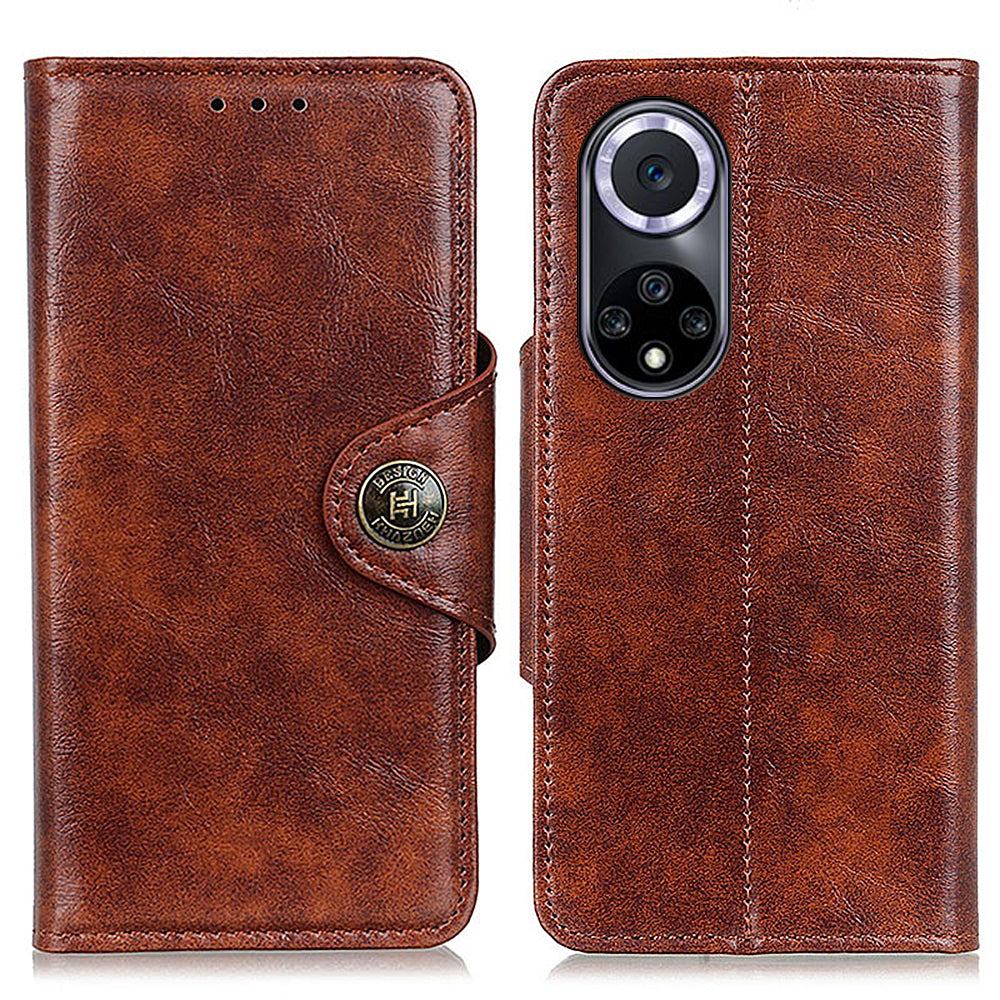 KHAZNEH Shock Resistant Magnetic Clasp Closure PU Leather Phone Cover Shell with Stand Wallet for Honor 50