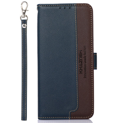 KHAZNEH Anti-theft Swiping Litchi Skin PU Leather RFID Blocking Wallet Stand Protective Phone Case with Strap for Honor 50 Pro